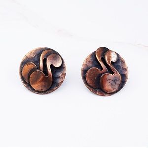 Vintage 1950s Copper Music Note Earrings